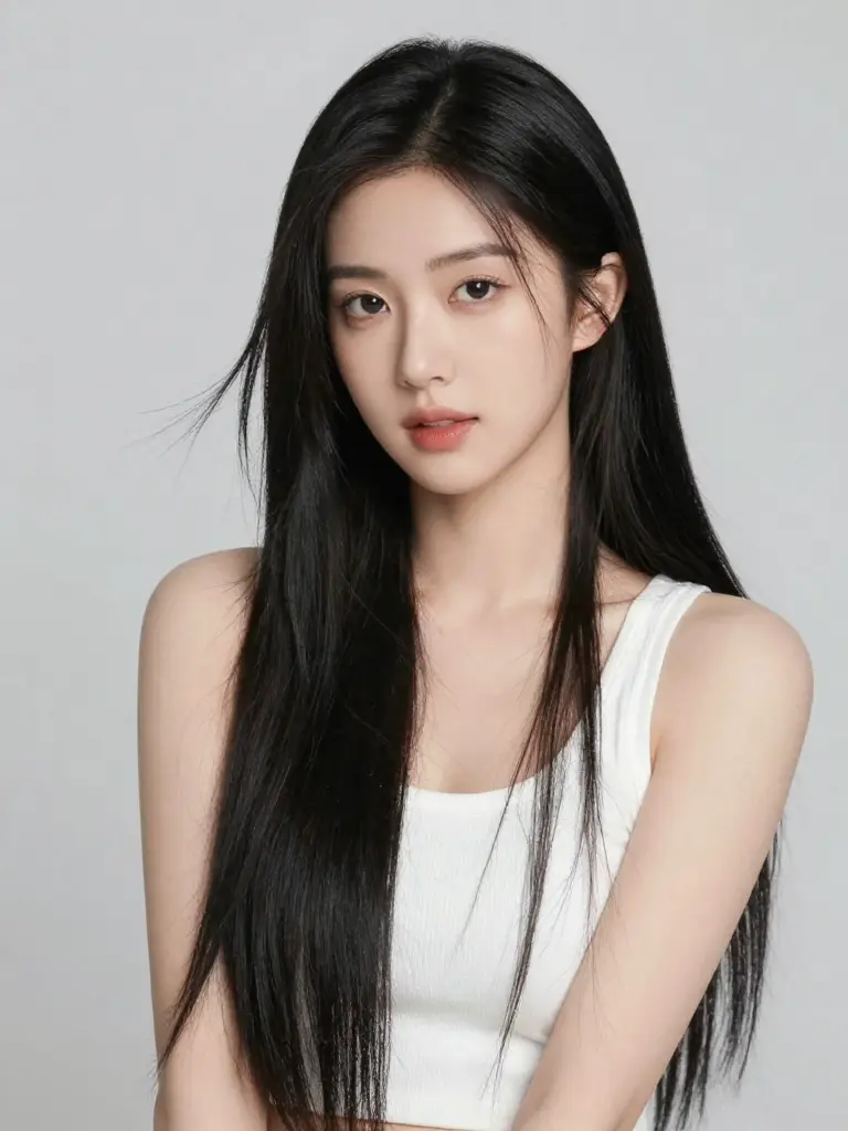 黑色长发美女